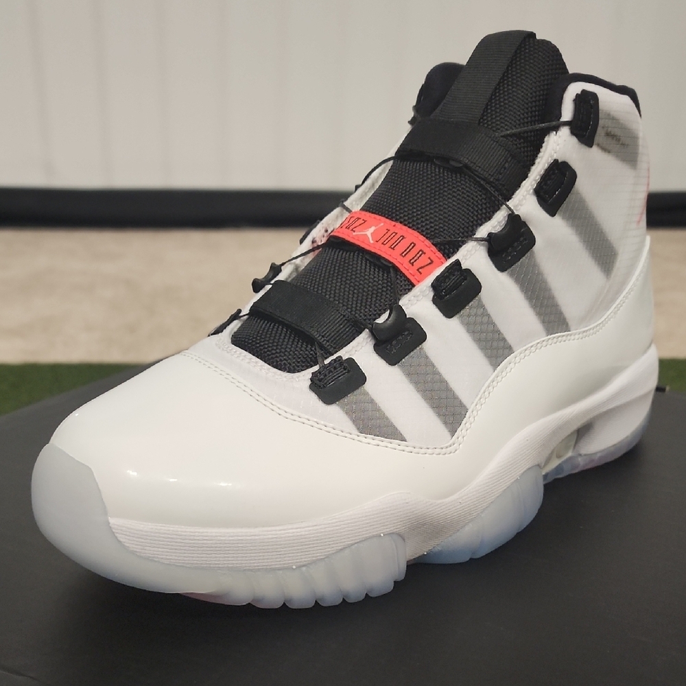 Air Jordan 11 Retro White Black Red Sneakers - Picture 3 of 9